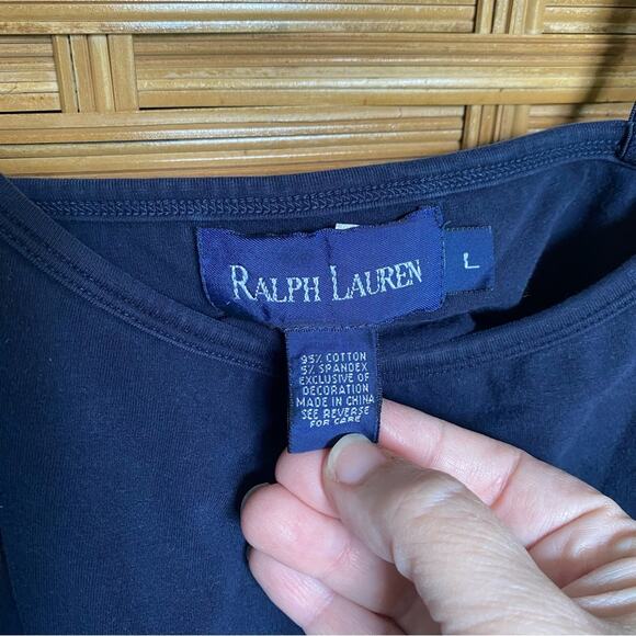 Vintage Ralph Lauren Blue Label Fitted Blue Camisole Top Y2K Large red pony - Picture 7 of 7